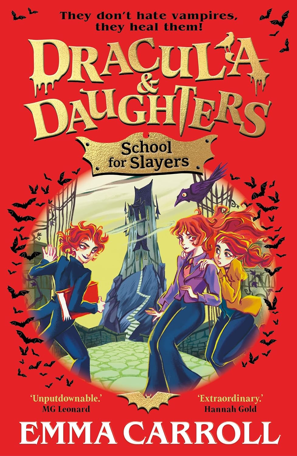 Front cover of Dracula & Daughters: School for Slayers by Emma Carroll, illustrated by Not Applicable